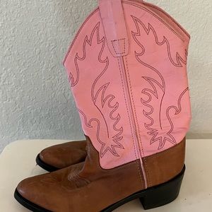 Girls pink old west cowboy boots